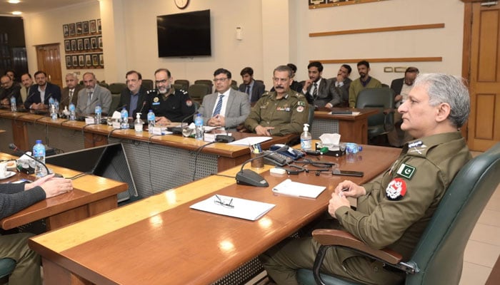 IG Punjab Dr Usman Anwar addresses a ceremony held in honour of the promoted officers at the Central Police Office on February 20, 2024. — Facebook/Punjab Police Pakistan