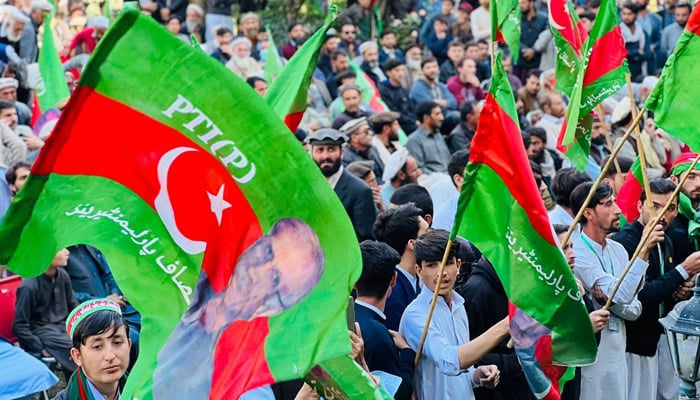 Pakistan Tehreek-e-Insaf -Parliamentarians party workers during a rally on October 31, 2023. — Facebook/PTI-P