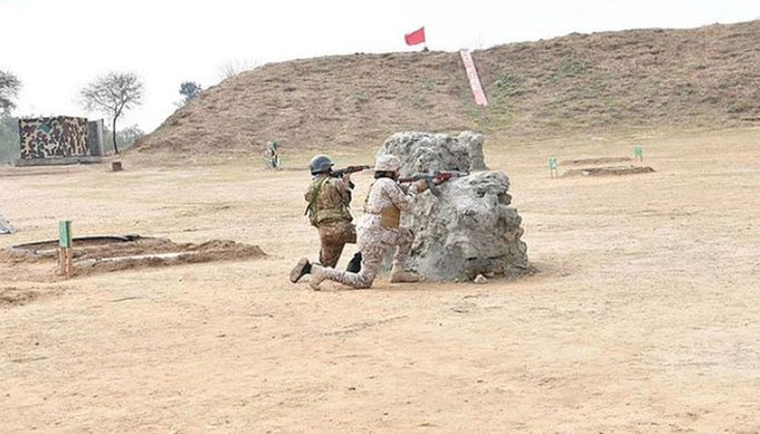 Soldiers of the Pakistani Army and the Royal Saudi Land Forces during a joint military exercise in Pakistan’s eastern city of Muzaffargarh on Feb. 19, 2024. — Radio Pakistan