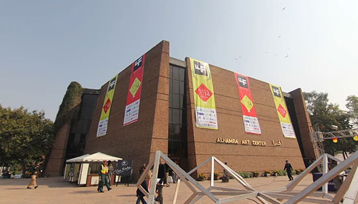 Lahore Literary Festival banners can be seen on the Alhamra Art Center building. — Lahore Literary Festival website