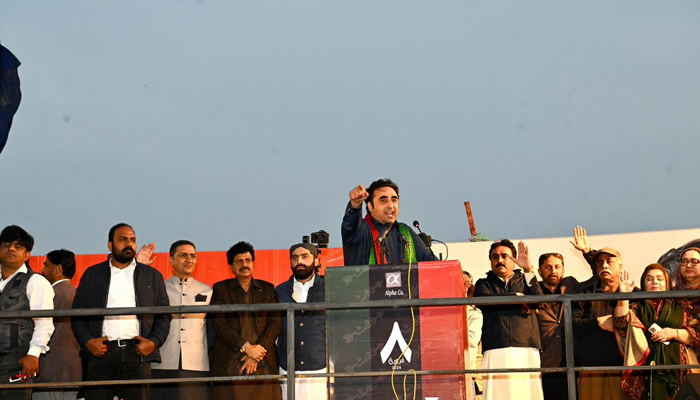 Pakistan Peoples Party Chairman Bilawal Bhutto Zardari addresses an election rally on February 4, 2024. — Facebook/Pakistan Peoples Party - PPP