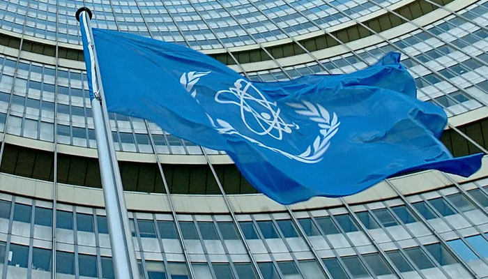 The flag of the International Atomic Energy Agency (IAEA) can be seen in this image. — AFP/File