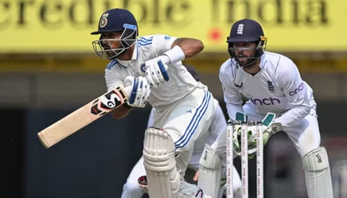 Indias Dhruv Jurel plays a shot in front of Englands Ben Foakes. — AFP/File