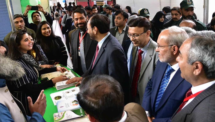 PU and PHEC officials visits stalls during the inaugural session of 9th Invention to Innovation Summit at PU On February 27, 2024. — Facebook/University of the Punjab