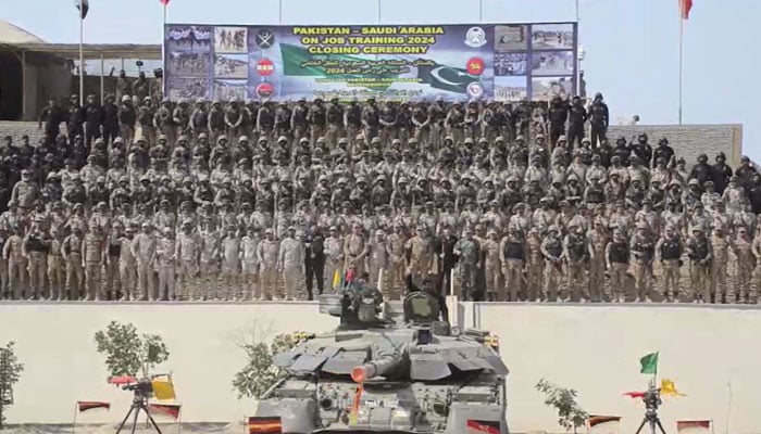 Armed forces personnel pose for a group photograph during a ceremony. — APP/File