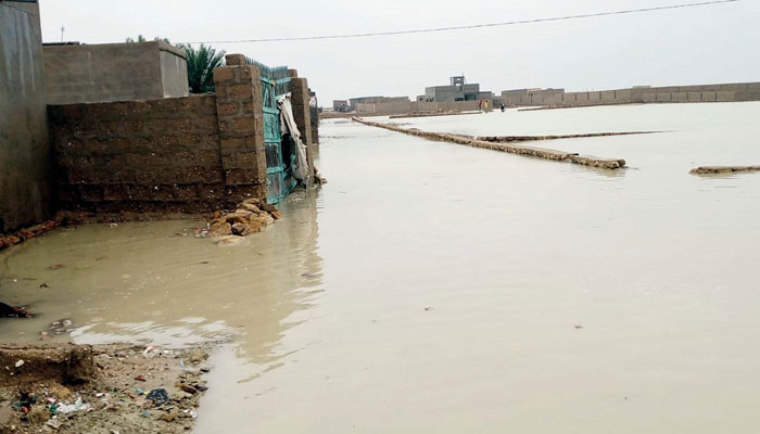 View of stagnant rain water after flash flood caused by heavy downpour of winter season, in Gwadar on Tuesday, February 27, 2024. — PPI
