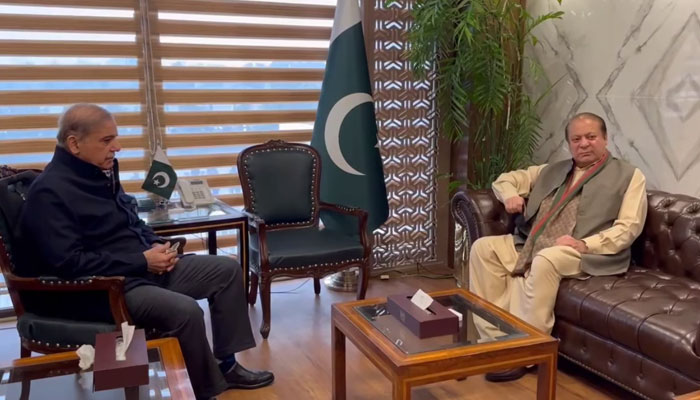 Pakistan Muslim League-Nawaz supremo Nawaz Sharif and party President Shehbaz Sharif sits at National Assembly on February 29, 2024. — Facebook/Nawaz Sharif