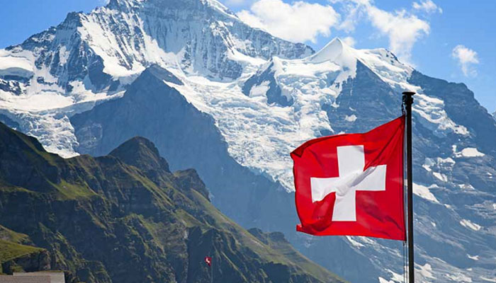 Switzerlands flag seen hoisted at an undisclosed location. — AFP/File