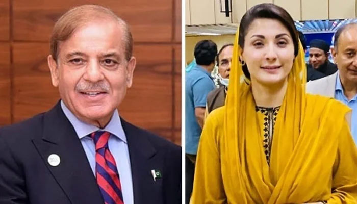 This combo shows Prime Minister of Pkaistan, Shehbaz Sharif, CM Punjab Maryam Nawaz (R). — APP/Facebook/Maryam Nawaz Sharif