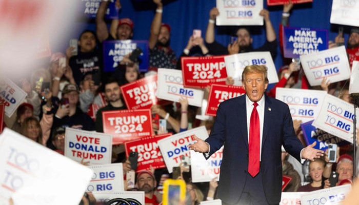 Former US President and 2024 presidential hopeful Donald Trump speaks during a rally at the Coliseum Complex in Greensboro, North Carolina, on March 2, 2024. — AFP