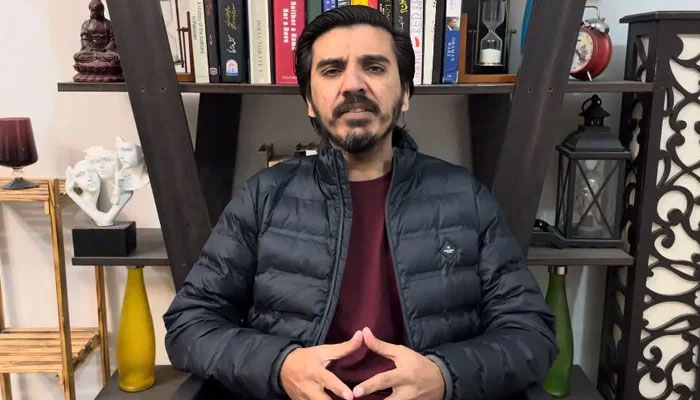 Blogger Asad Toor speaks during his YouTube show, uploaded on February 25, 2024, in this still taken from a video. — YouTube/@asadtooruncensored9072