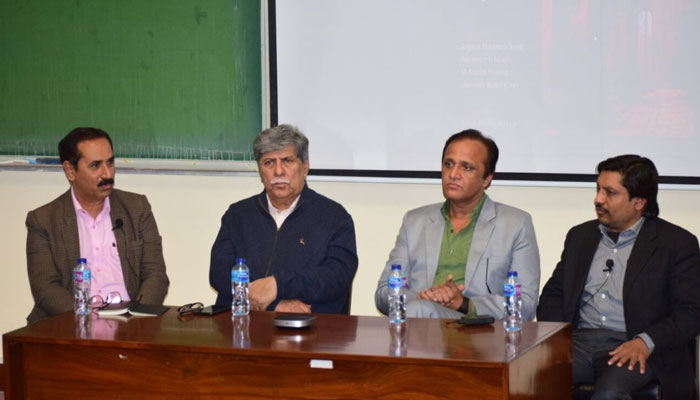 Panel discussion members attend a thought-provoking session titled ‘Why Is Popular Urdu Fiction Reproved?’ at LUMS. — Supplied