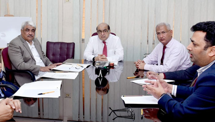 Provincial Minister for Department of Specialised Healthcare and Medical Education Khawaja Salman Rafique (L) presides over a meeting at Punjab Institute of Cardiology on March 12, 2024. — Facebook/Khawaja Salman Rafique