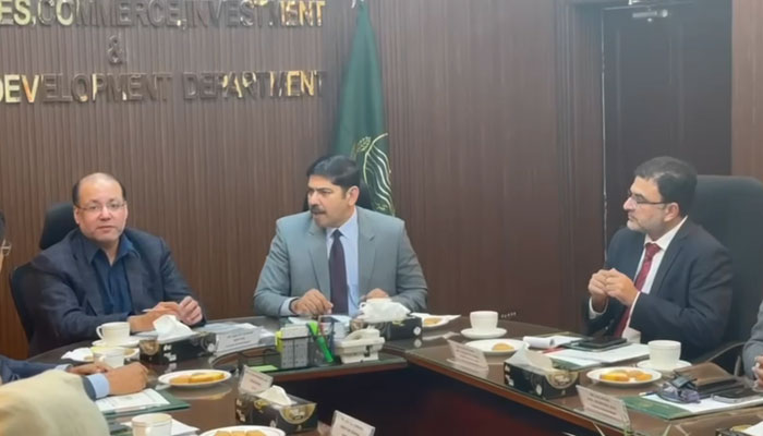 Provincial Minister for Industries, Commerce and Investment Chaudhry Shafay Hussain chairs a meeting on March 7, 2024. — Facebook/Chaudhry Shafay Hussain