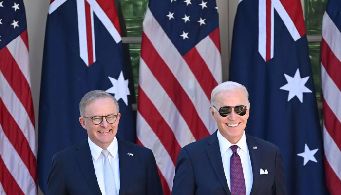 US President Joe Biden and Australias Prime Minister Anthony Albanese held a joint press conference in the Rose Garden of the White House. — AFP/File