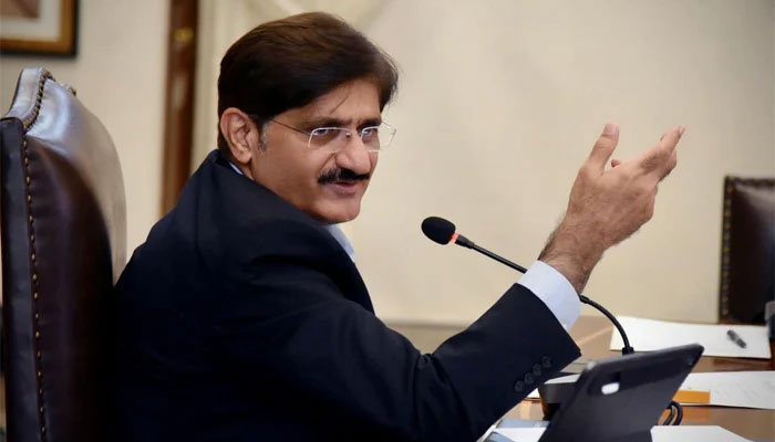 Sindh chief minister Murad Ali Shah gestures during a meeting. — Facebook/Syed Murad Ali Shah/File
