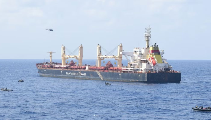 This image released on March 16, 2024, shows the recaptured Maltese ship the MV Ruen. — AFP/File