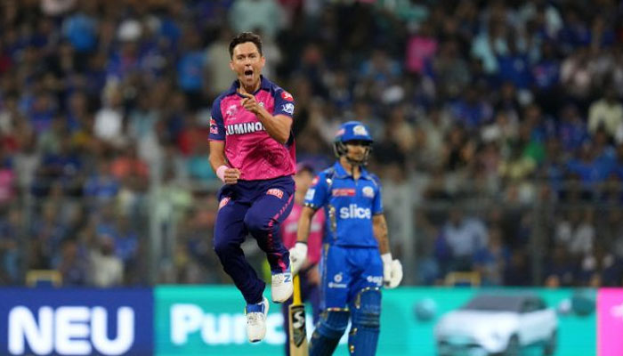 Trent Boult of Rajasthan Royals celebrates during the IPL match. — BCCI/File