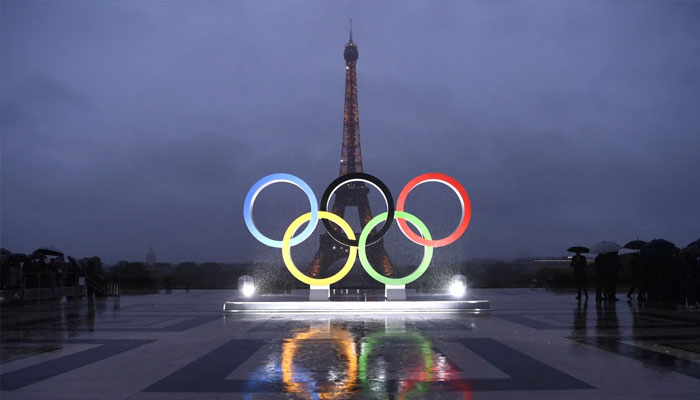 The Olympic rings on the Trocadero Esplanade near the Eiffel Tower in Paris, on Sept. 13, 2017. — AFP/File