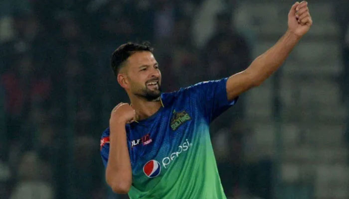 Multan Sultans fast bowler Ihsanullah celebrates after taking a wicket. — PCB/File