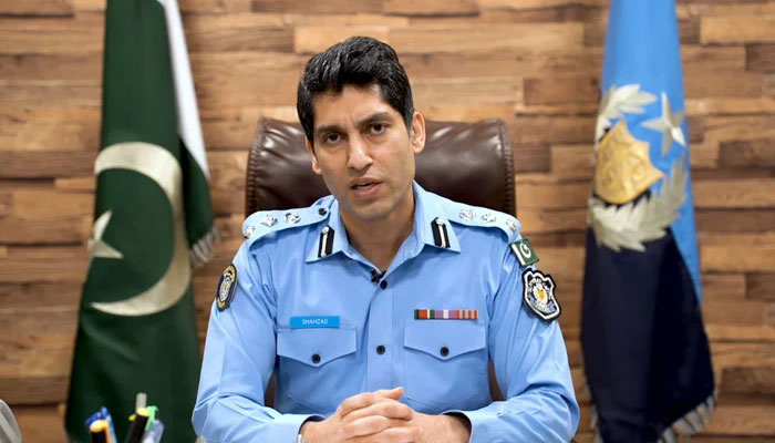 In this screengrab, Deputy Inspector General (DIG), Operations Syed Shahzad Nadeem Bukhari speaks in a video message released on April 7, 2024. — Facebook/Islamabad Police