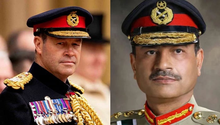 This combo of Images shows, the United Kingdom’s Chief of General Staff General Sir Patrick Sanders (L) and Chief of Army Staff General Asim Munir (R). — UK MOD/ISPR/File