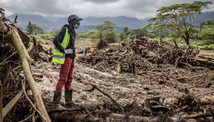 The makeshift dam burst in the Rift Valley sent torrents of water and mud gushing down a hill. — AFP File