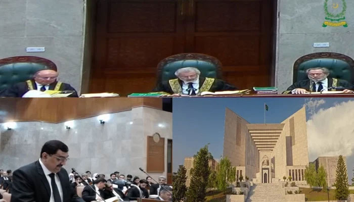 SC six-member bench headed by CJP Qazi Faez Isa hears suo motu case on IHC judges letter in Islamabad on May 7, 2024. — Screengrab/YouTube/Supreme Court of Pakistan Proceedings