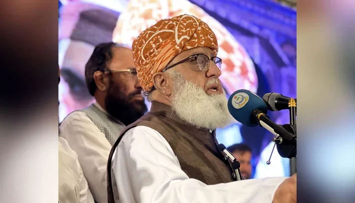 Jamiat Ulema-e-Islam-Fazl (JUIF) chief Maulana Fazlur Rehman addresses an event on May 1, 2024. — Facebook/Maulana Fazl ur Rehman