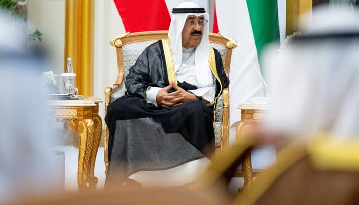 Emir of Kuwait Sheikh Meshal Al Ahmad Al Jaber Al Sabah meets with President of the United Arab Emirates Sheikh Mohamed bin Zayed Al Nahyan (not pictured), during a state visit reception, at Qasr Al Watan, in Abu Dhabi, United Arab Emirates March 5, 2024. — Reuters