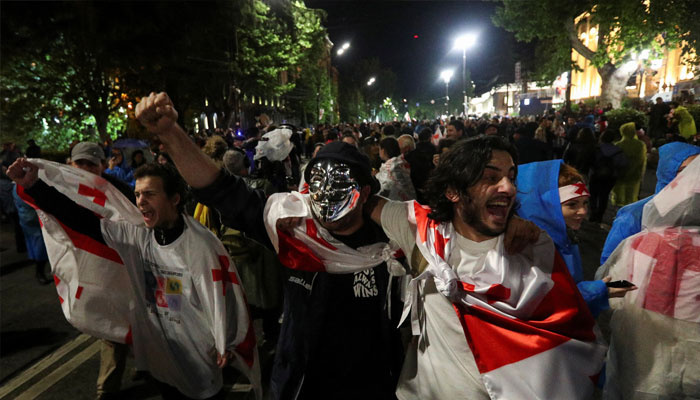 A protest in Tbilisi, Georgia on May 12, 2024.—Reuters
