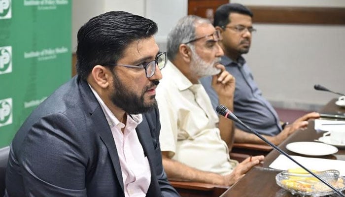 Dr Abdul Samad Assistant Director of the Muslim Philanthropy Initiative at Indiana University speaks during an event. — Islamabad Post/File