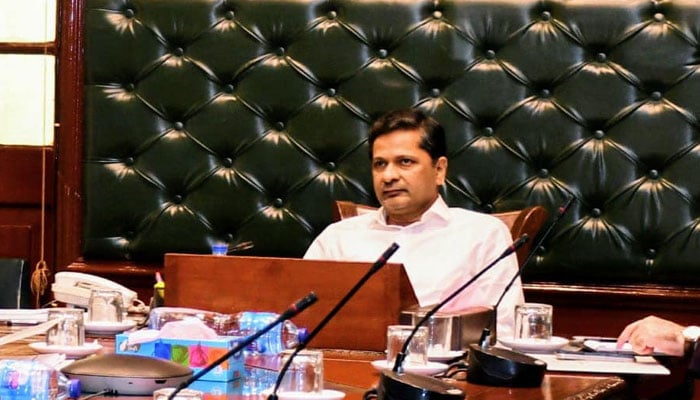 In this image, Commissioner Karachi Syed Hasan Naqvi chairs a meeting on May 13, 2024. — Facebook/Commissioner Karachi Office