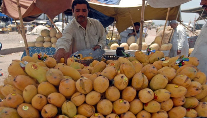 A mango vendor seen at a mango stall in this undated photo. — AFP/File