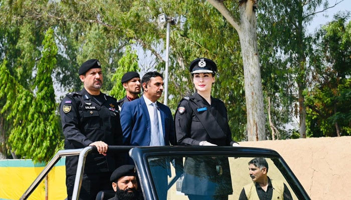 Punjab Chief Minister Maryam Nawaz attending a passing-out parade ceremony at the Elite Training Centre Baidian on May 17, 2024.— X@Pmln_org