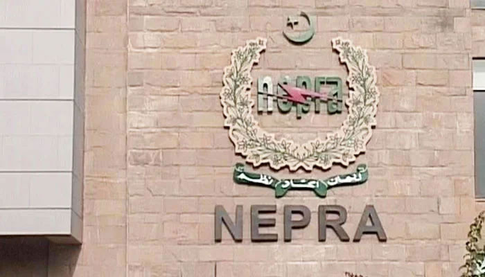 The National Electric Power Regulatory Authority (Nepra) sign can be seen on a building. — APP/File