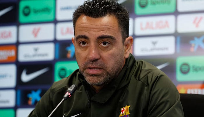 Barcelona coach Xavi during the press conference in Barcelona, Spain on May 18, 2024. — Reuters