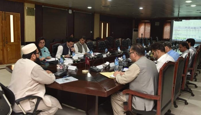 Vice Chancellor Prof Dr Muhammad Tahir chairs the 28th meeting of the Finance and Planning Committee at Abdul Wali Khan University Mardan (Awkum) on May 18, 2024. — Facebook/Abdul Wali Khan University Mardan