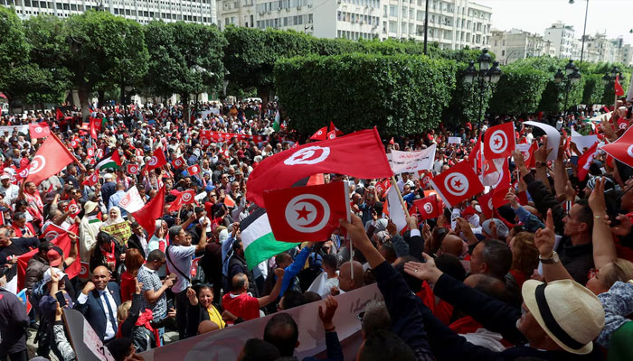 People protesting in Tunis, Tunisia on May 19, 2024. — Reuters