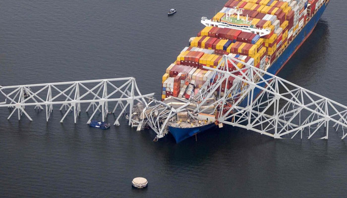 The cargo ship that hit the Baltimore bridge seen in this photo.— AFP/file