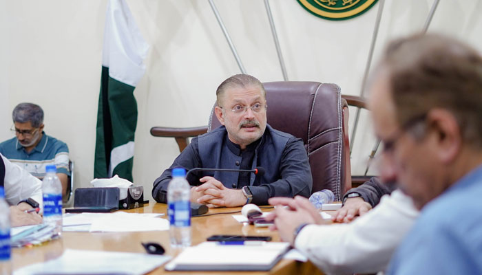 Sindh Excise & Taxation and Narcotics Control Minister Sharjeel Memon chairs a high-level meeting of the excise & taxation and narcotics control department on May 20, 2024. — Facebook/Sharjeel Inam Memon