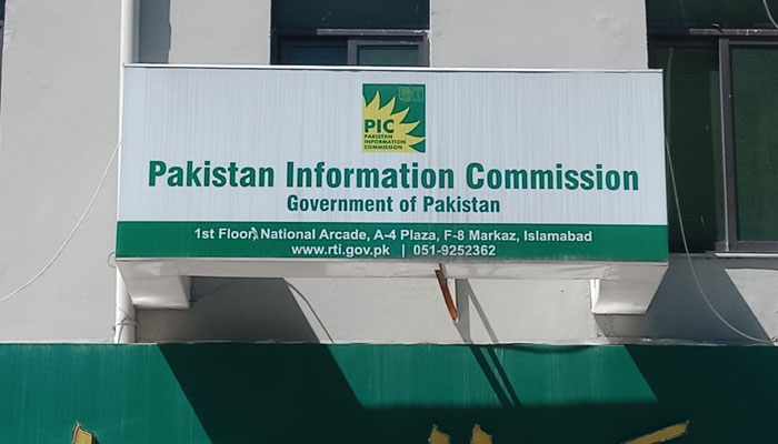 Pakistan Information Commission (PIC) board can be seen outside its headquarters in Islamabad. — PIC website/File