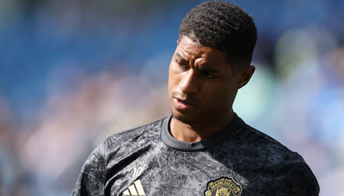 Manchester Uniteds Marcus Rashford during the warm up before a match.— Reuters/file