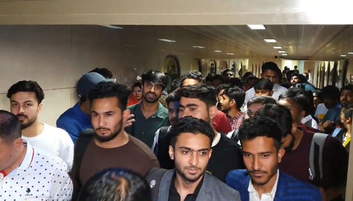 Pakistani students arrive at the Allama Iqbal International Airport in Lahore from Bishkek after mobs in Kyrgyz capital attacked foreign students. — Screengrab/Interior Ministry/File