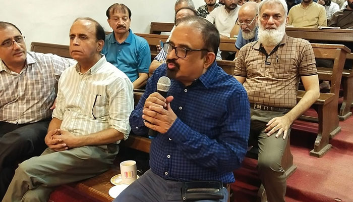 APMDIP (Sindh Chapter) President and Ibn-e-Sina University Chancellor Prof Dr Syed Razi Muhammad speaks during an event on May 22, 2024. — Facebook/Ibn-e-Sina University Mirpurkhas