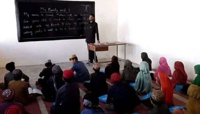 Representational image of school teacher in a classroom teaching students in North Waziristan. — APP File