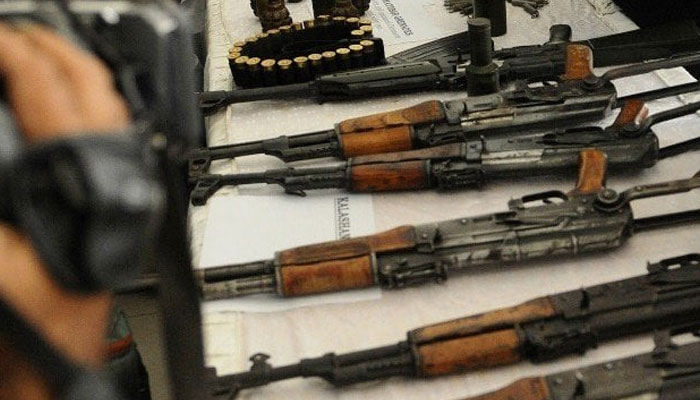 An undated image of seized  weapons displayed for the media. — AFP/File