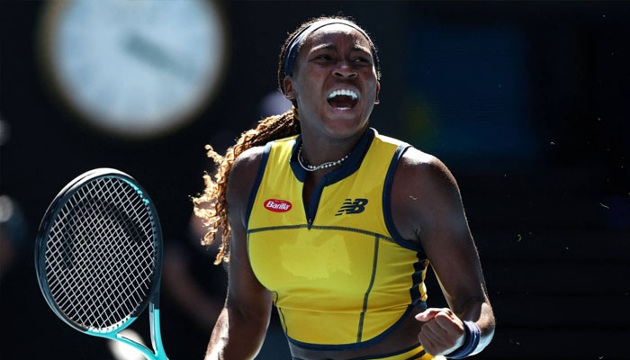 Coco Gauff of the United States celebrates the match point against Ukraines Marta Kostyuk during their quarterfinal match at the Australian Open in Melbourne. —AFP/File