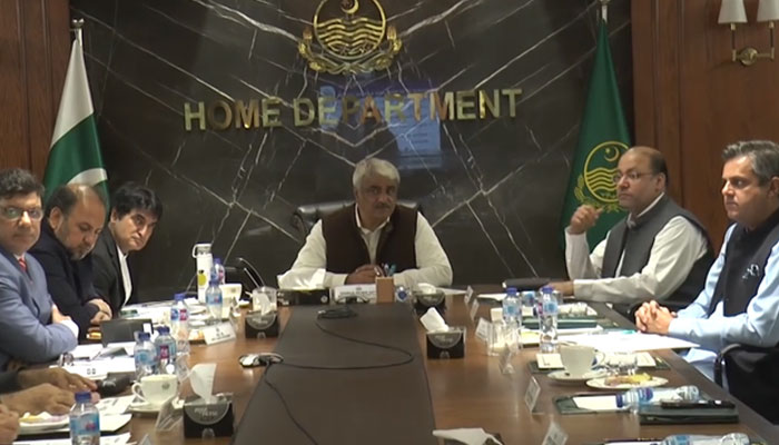 The screenshot shows Punjab Health Minister Khawaja Salman Rafique chairing the 5th meeting of the Sub-Cabinet Committee on Law and Order on May 24, 2024. — Facebook/SalmanRafiquePK