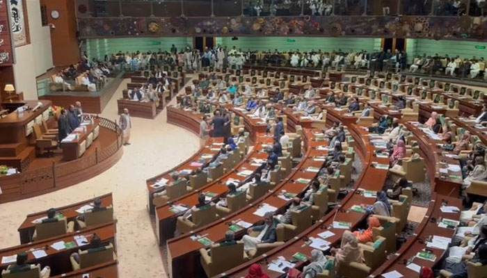 Legislators attend a Sindh Assembly session on February 24, 2024. — AFP/File